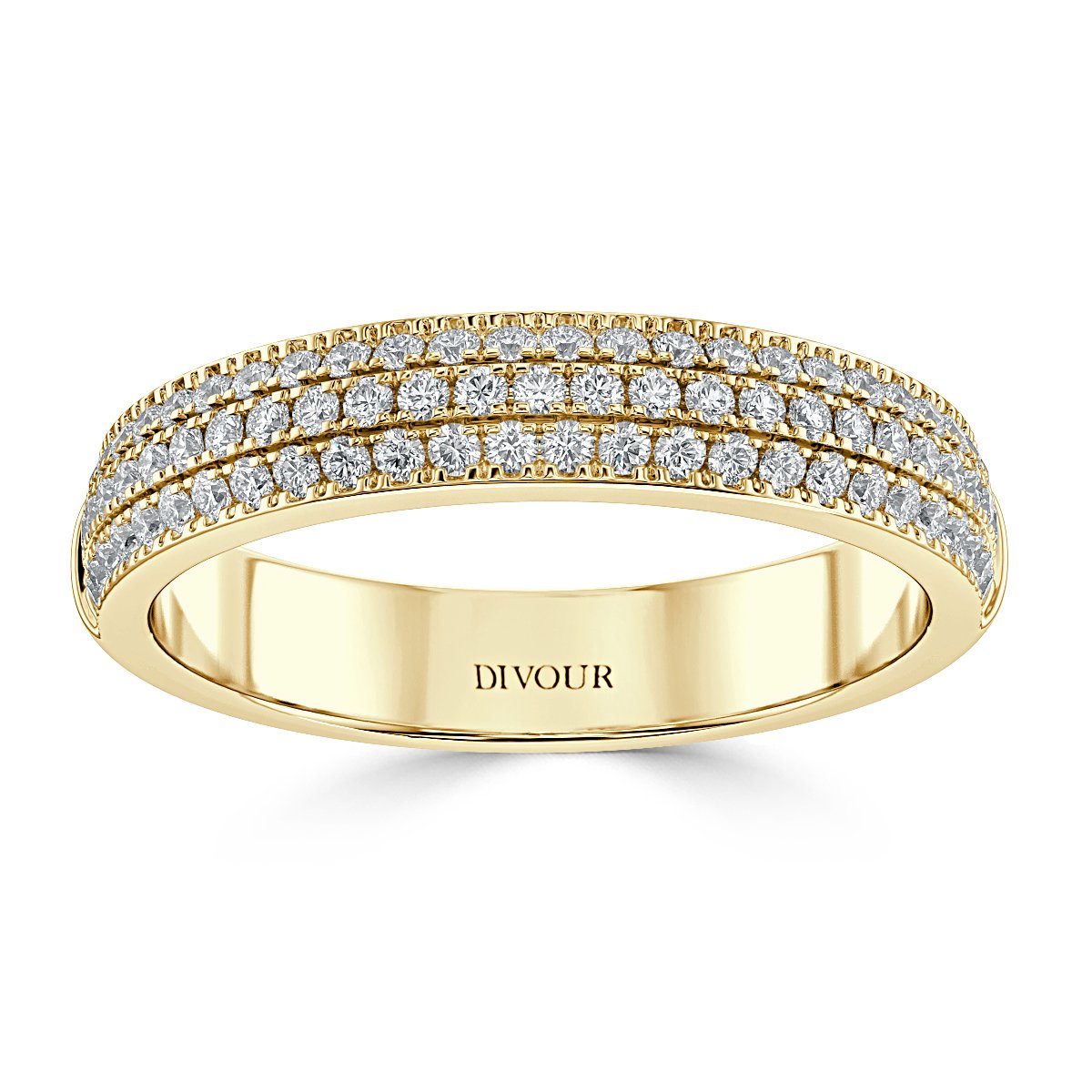 Three Row pave Set  Diamond Half Eternity Band