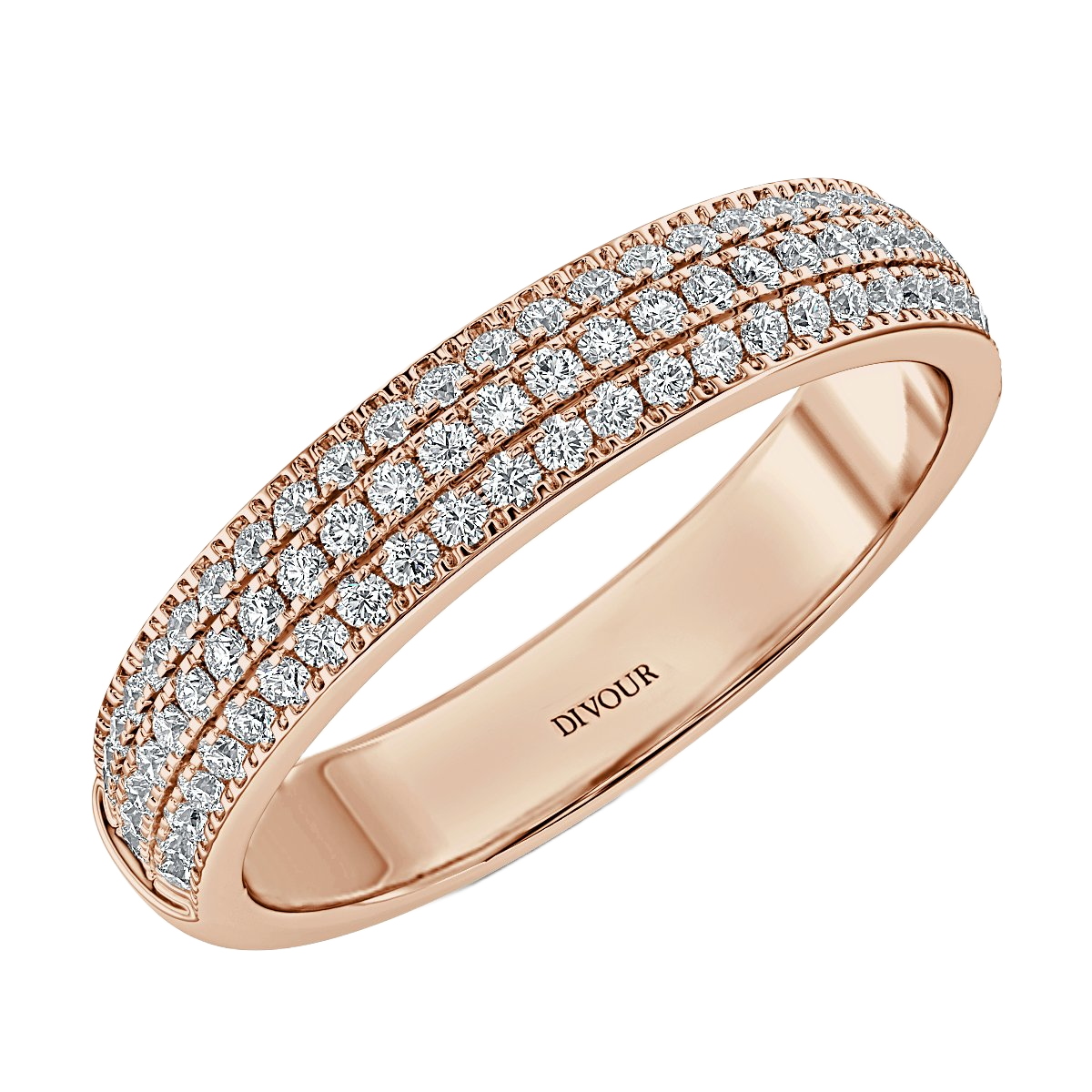 Three Row pave Set  Diamond Half Eternity Band