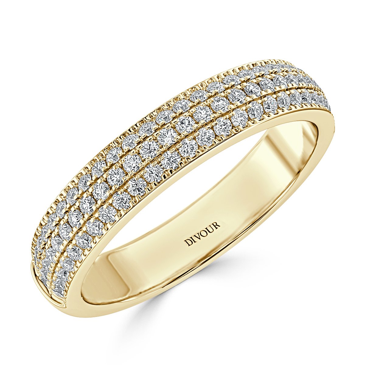 Three Row pave Set  Diamond Half Eternity Band
