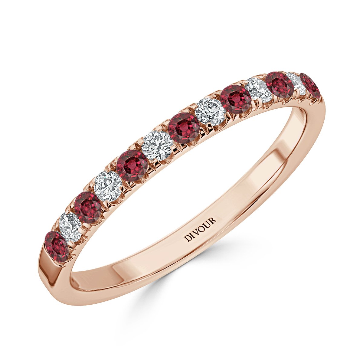 Ruby and Diamond Micro Set Half Eternity