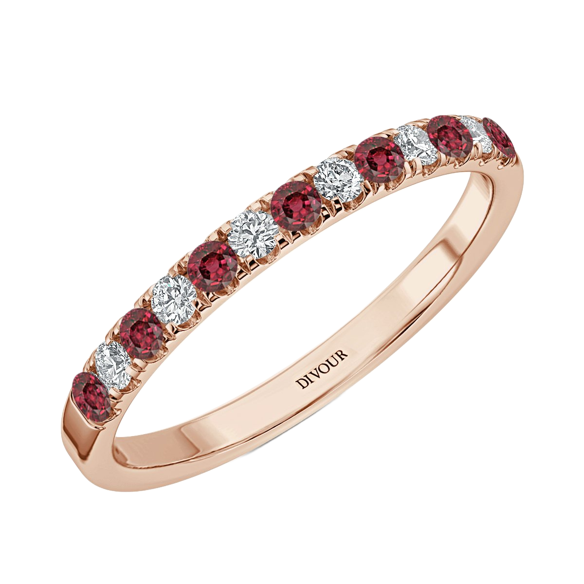 Ruby and Diamond Micro Set Half Eternity