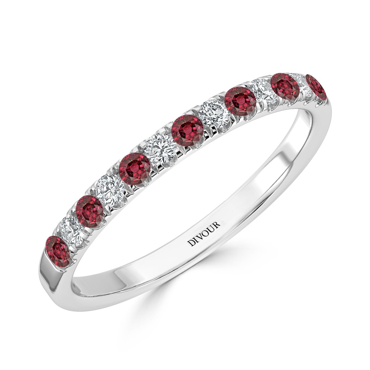 Ruby and Diamond Channel Set Half Eternity