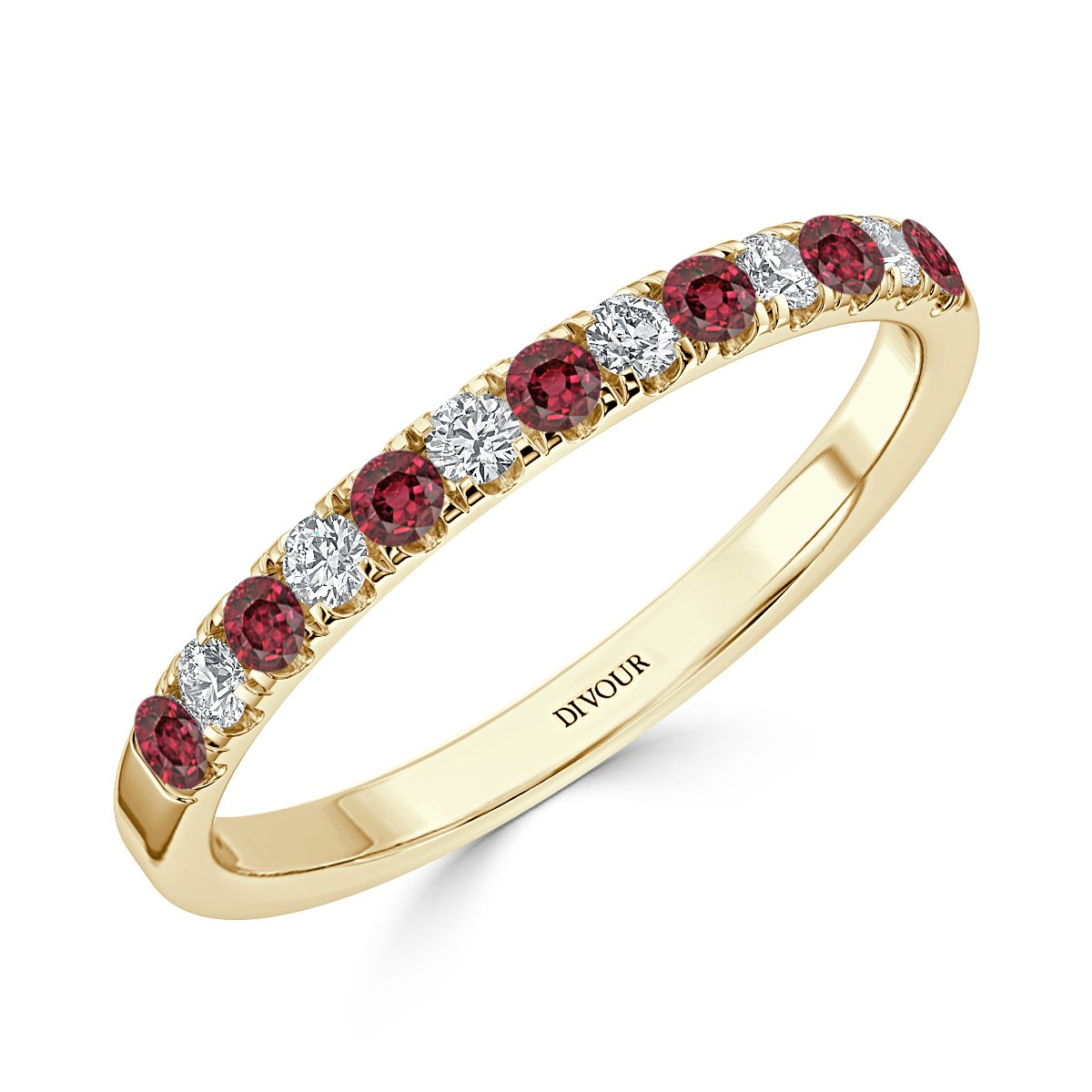 Ruby and Diamond Micro Set Half Eternity