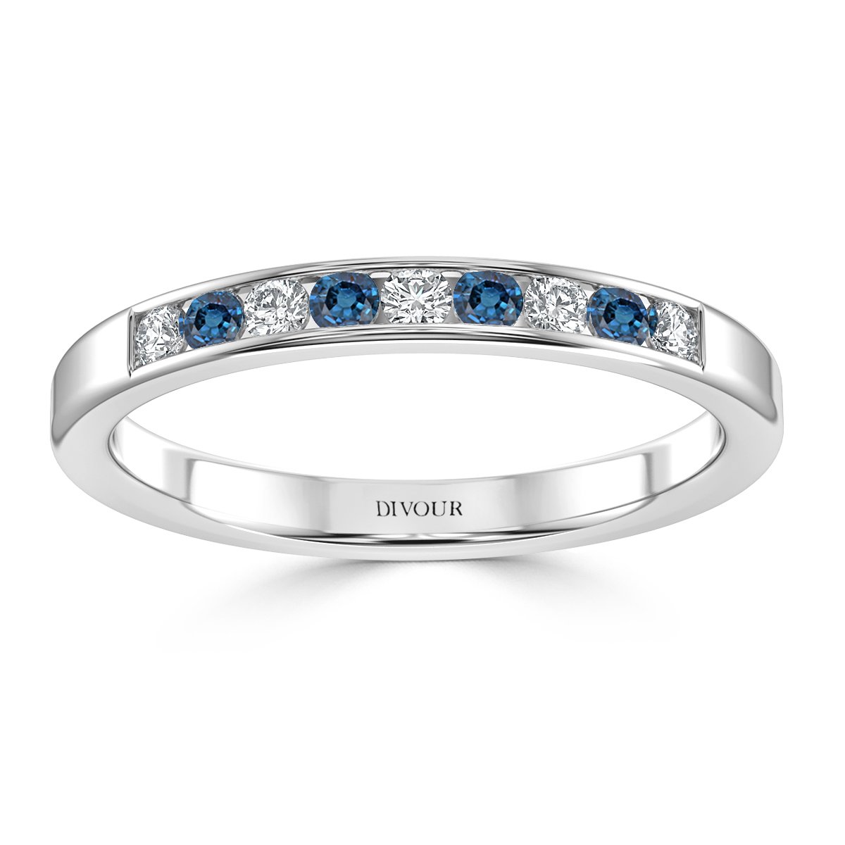 Sapphire and Diamond Channel Set Half Eternity