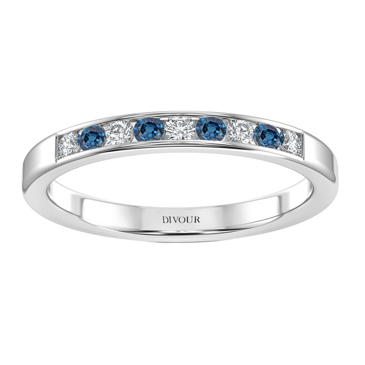 Sapphire and Diamond Channel Set Half Eternity