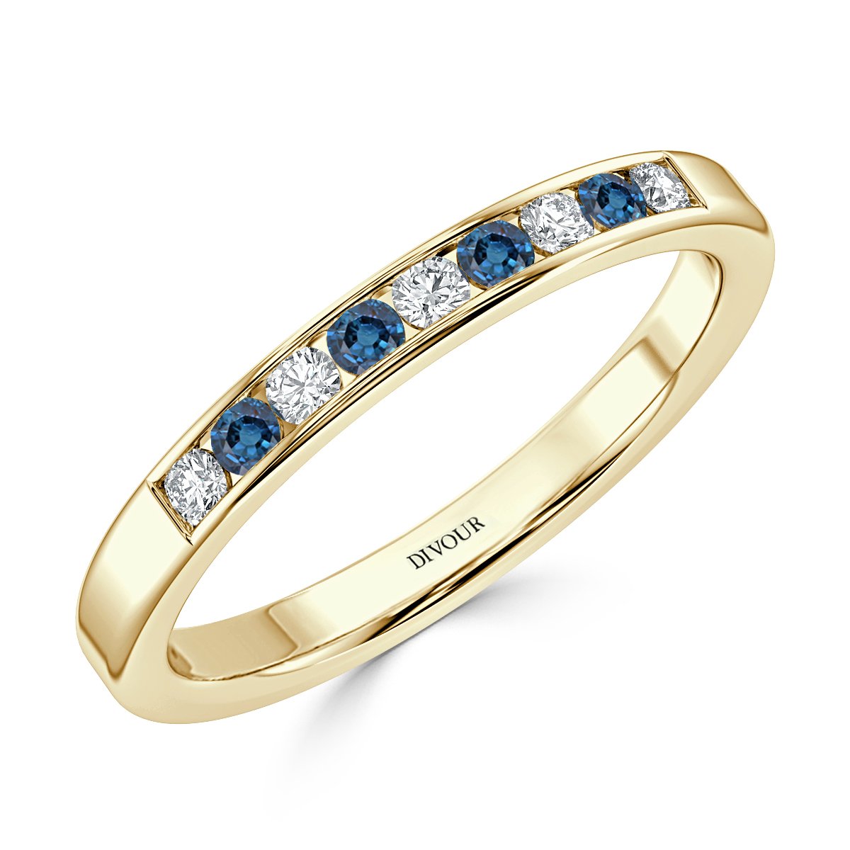 Sapphire and Diamond Channel Set Half Eternity