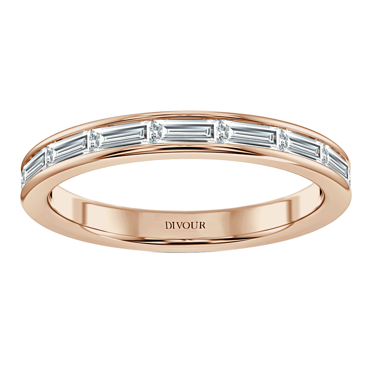 Horizontal BagutteChannel set Half Eternity Ring