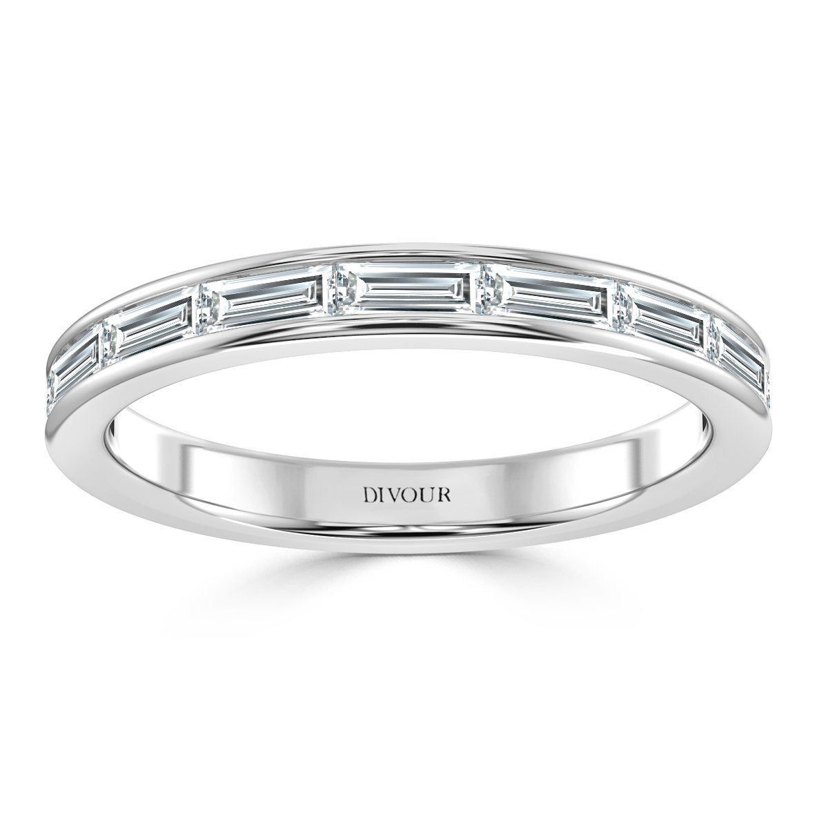 Horizontal BagutteChannel set Half Eternity Ring