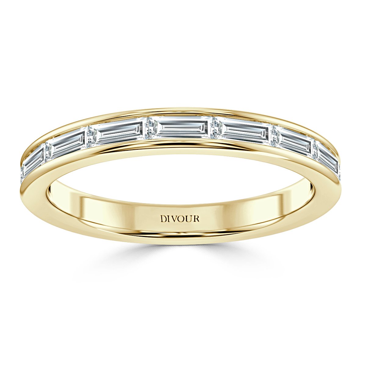 Horizontal BagutteChannel set Half Eternity Ring