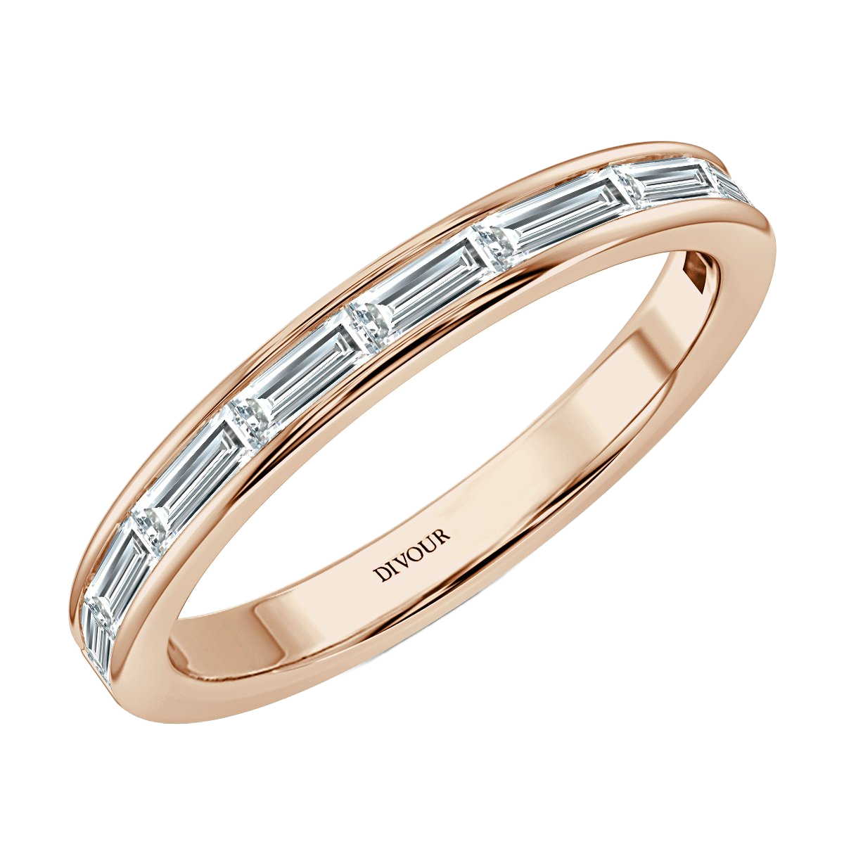 Horizontal BagutteChannel set Half Eternity Ring
