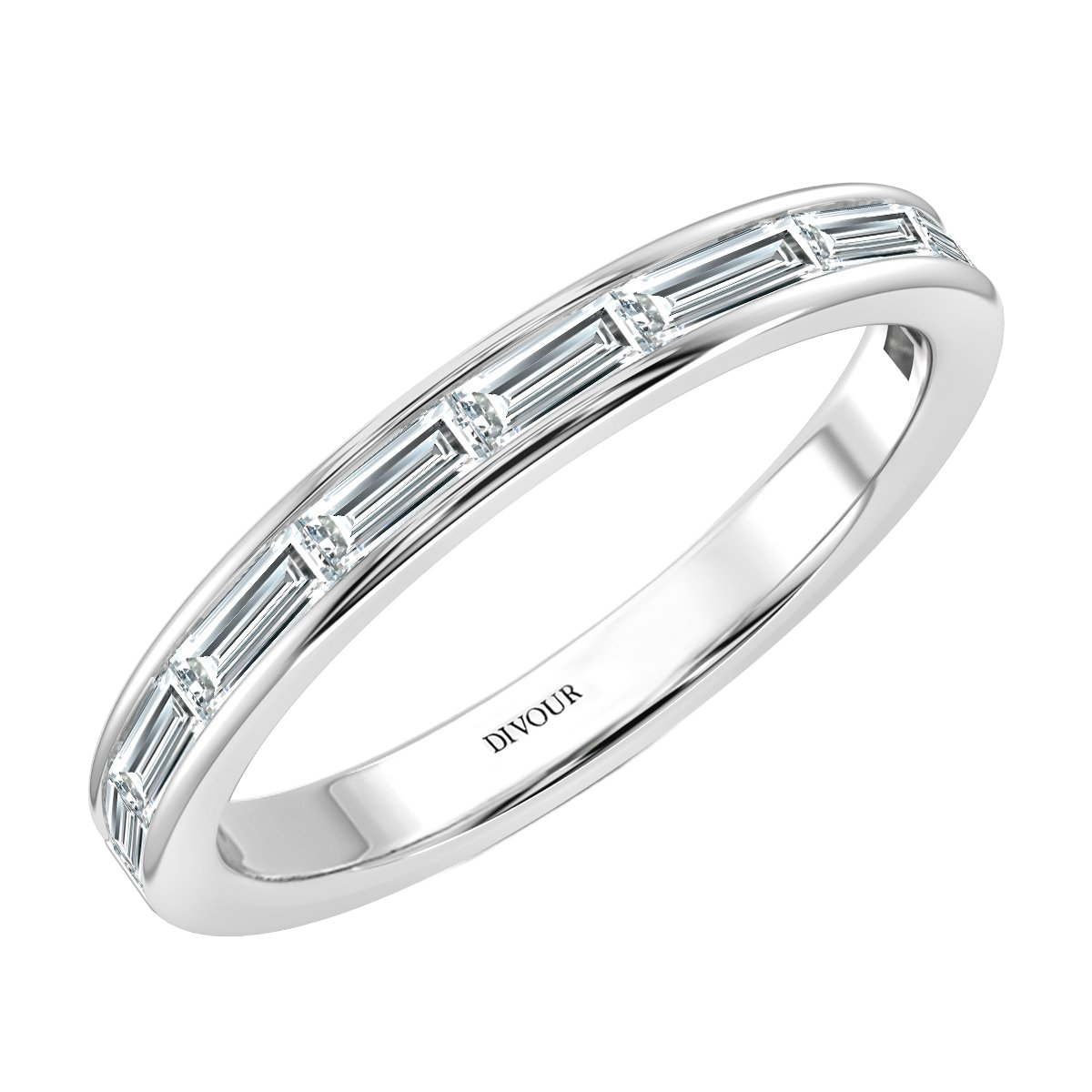 Horizontal BagutteChannel set Half Eternity Ring