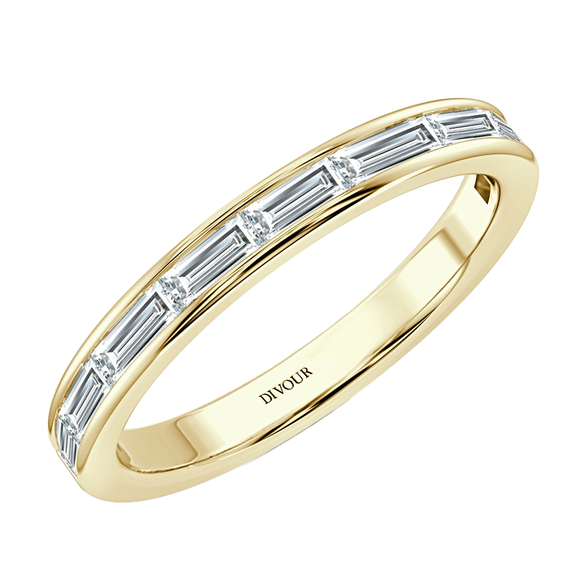 Horizontal BagutteChannel set Half Eternity Ring