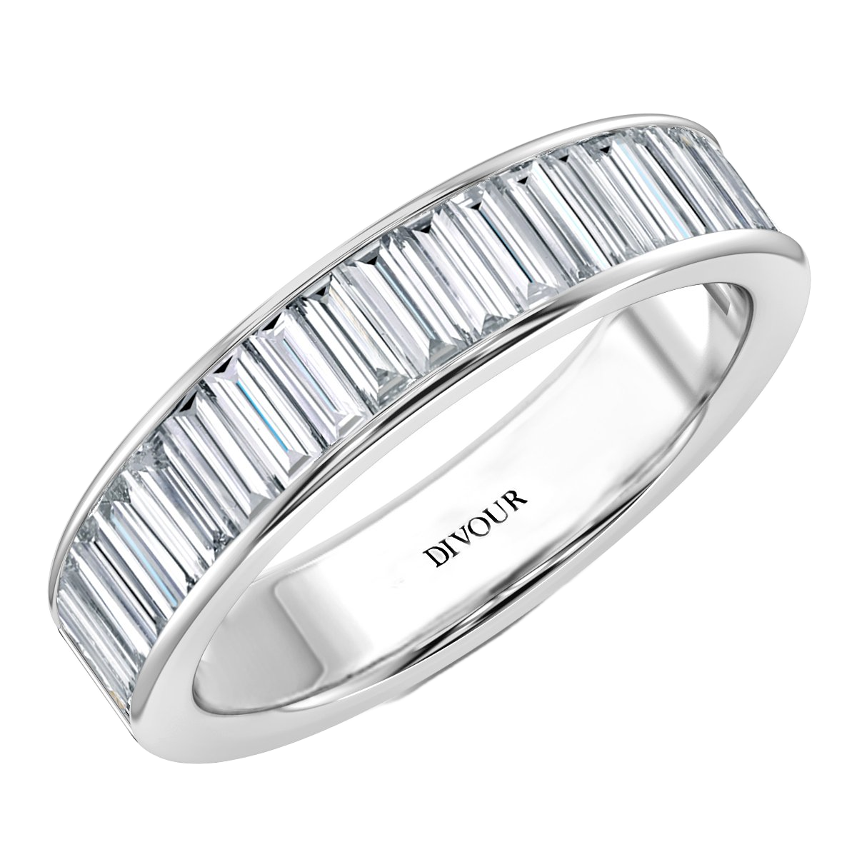 4mm -Baguette Diamond Channel Set Half Eternity