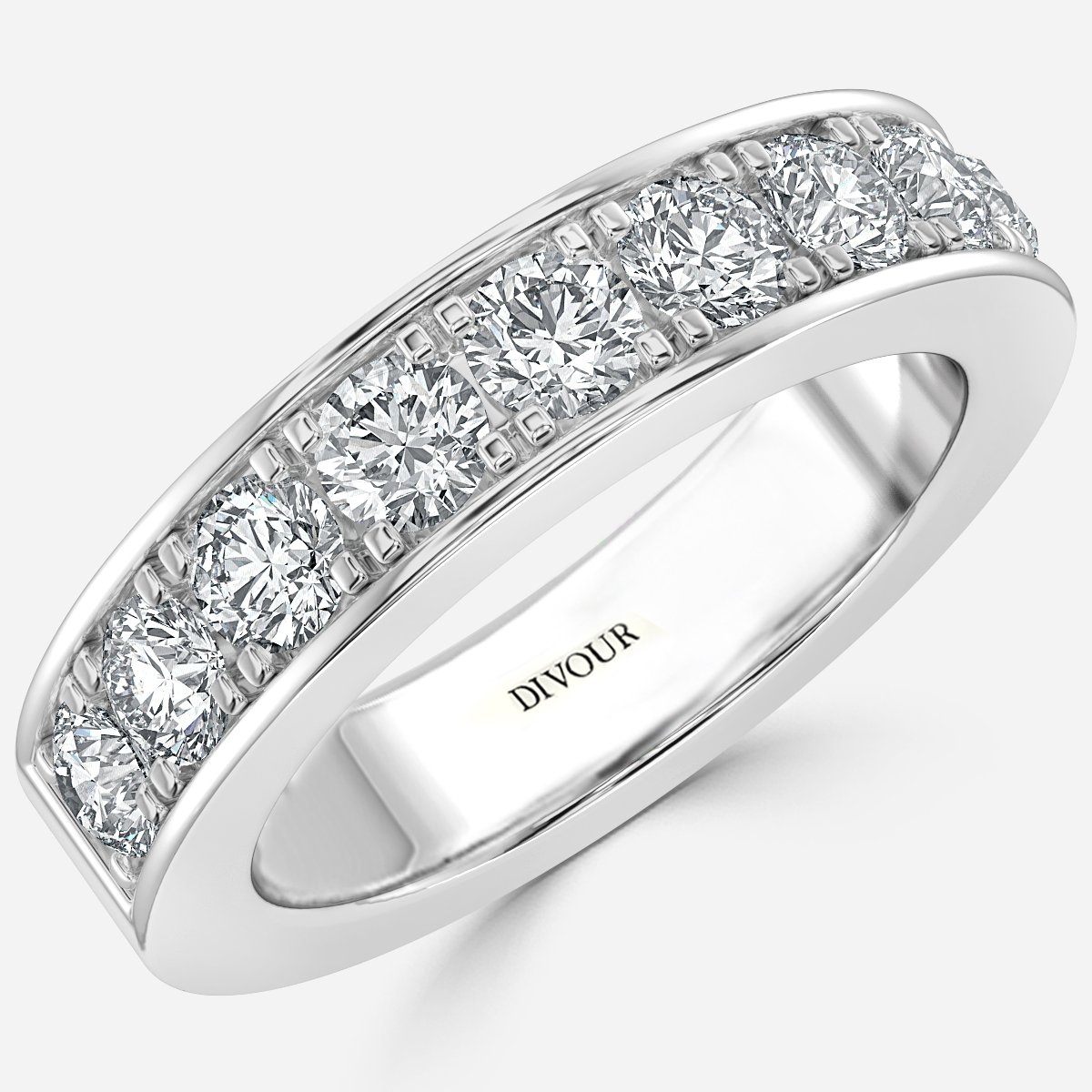 Round Diamond Pave Set Set Half Eternity