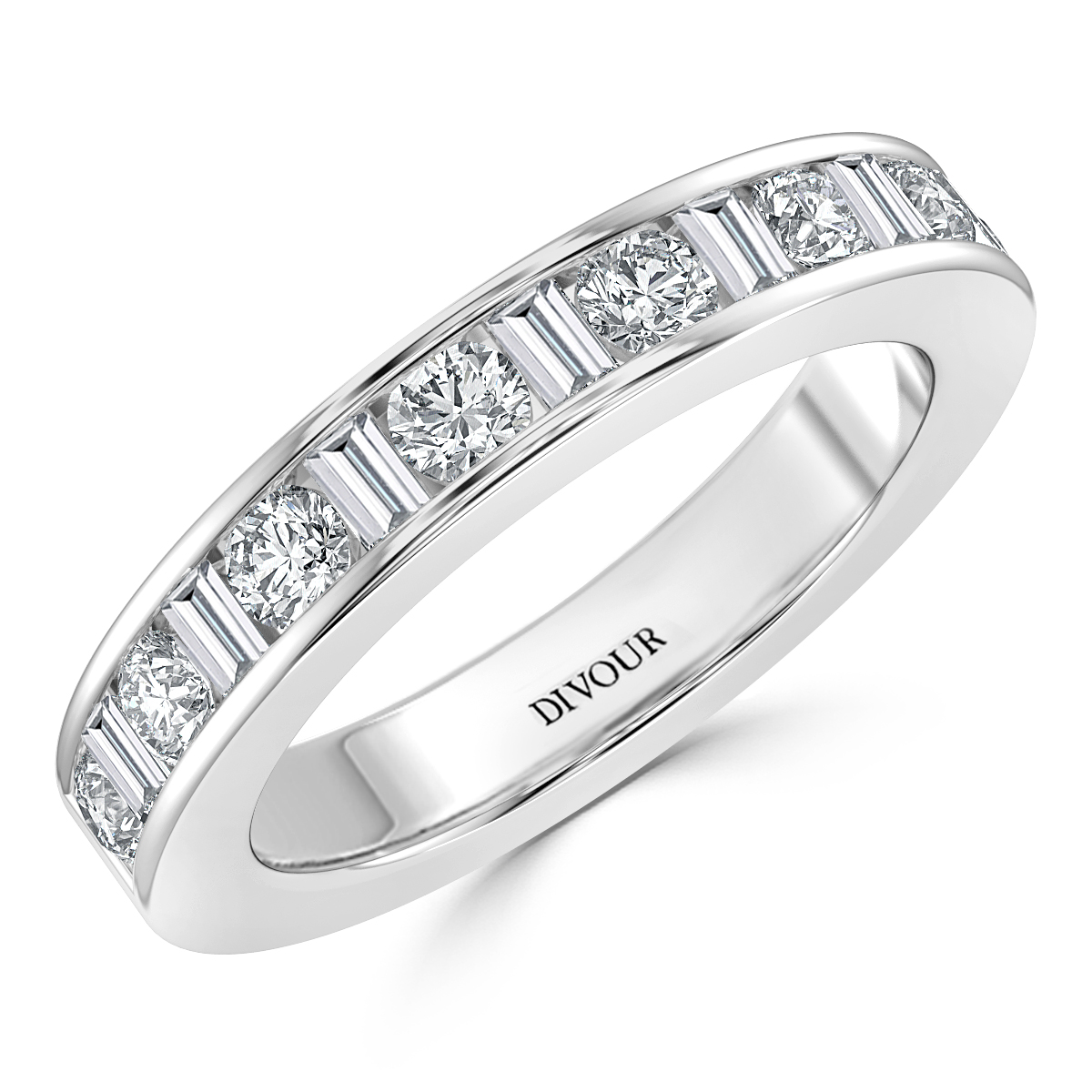 Round and Bagutte Diamond Channel Set Eternity
