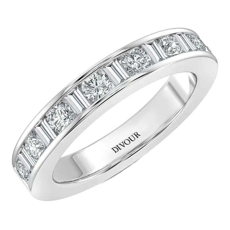 Round and Bagutte Diamond Channel Set Eternity