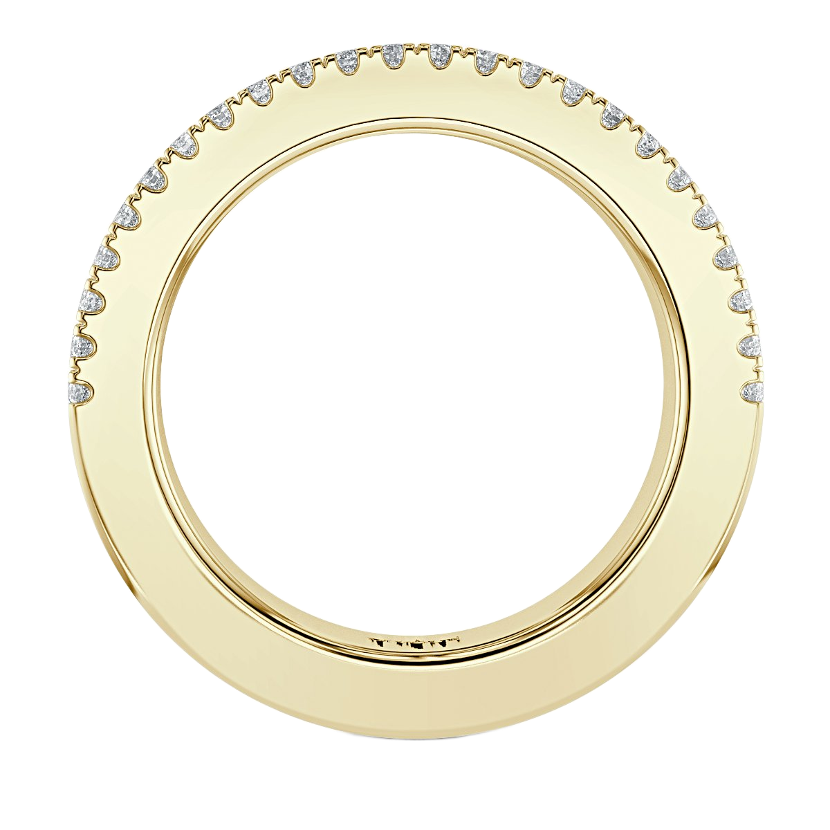 Three Row Asscher and  Round Diamond Half Eternity Ring