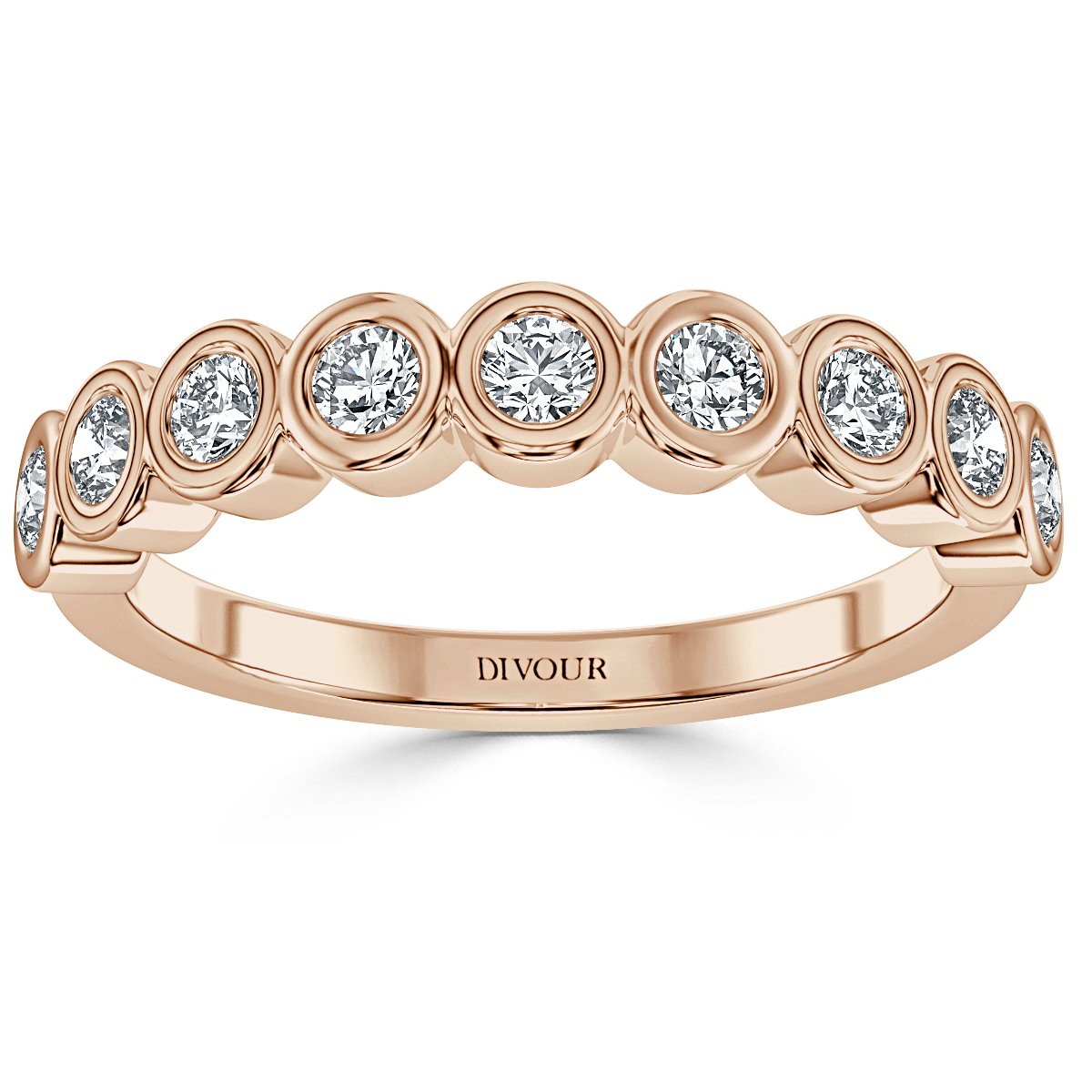 Round Diamond Bezel Set Half Eternity Band