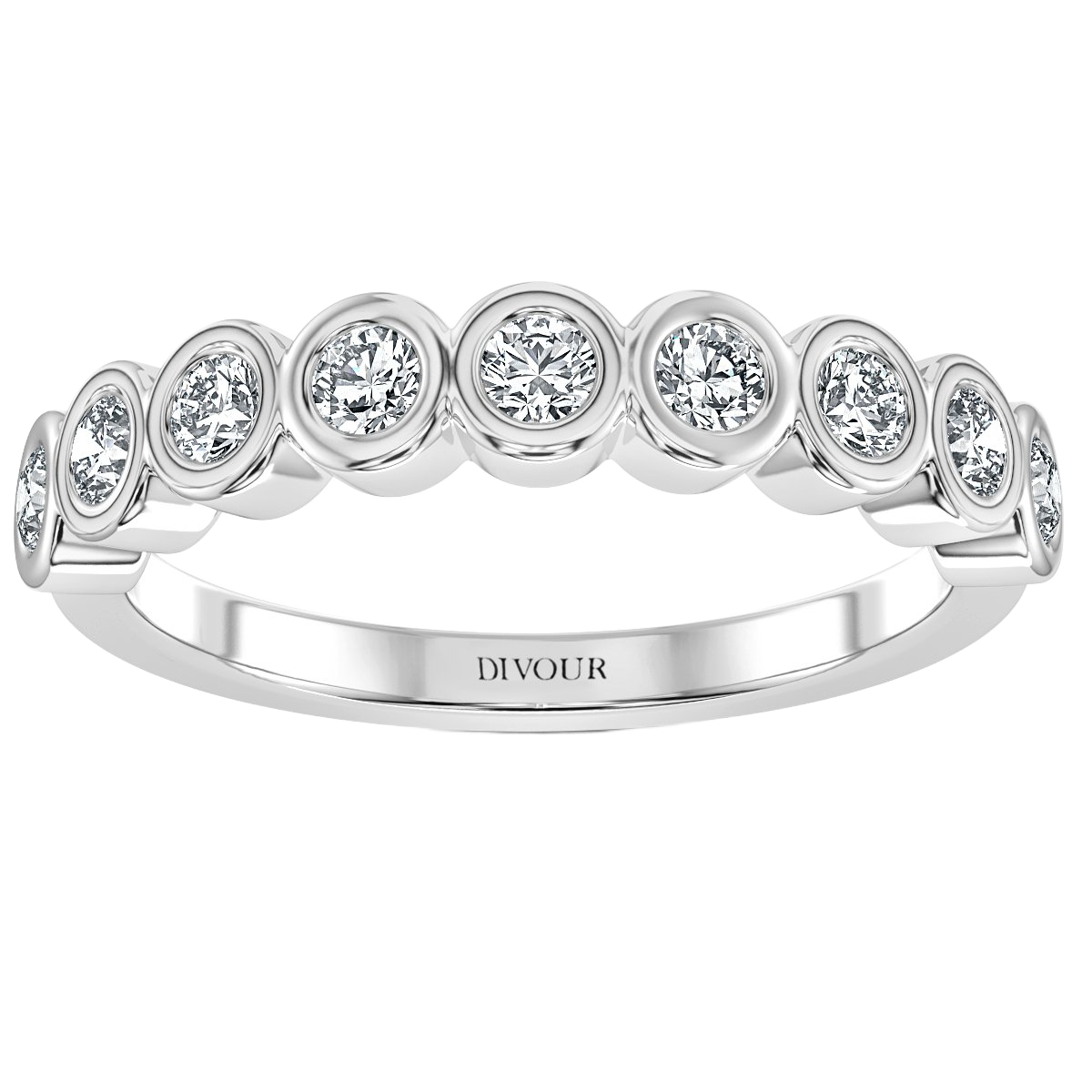 Round Diamond Bezel Set Half Eternity Band