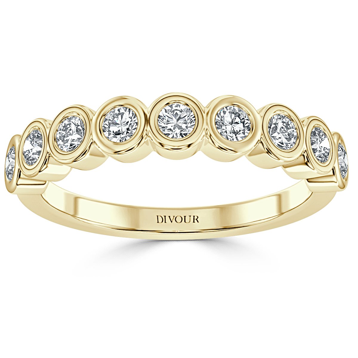 Round Diamond Bezel Set Half Eternity Band