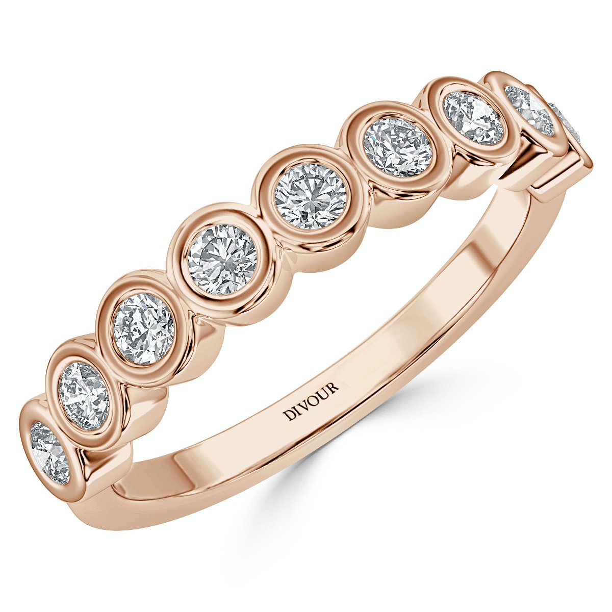 Round Diamond Bezel Set Half Eternity Band