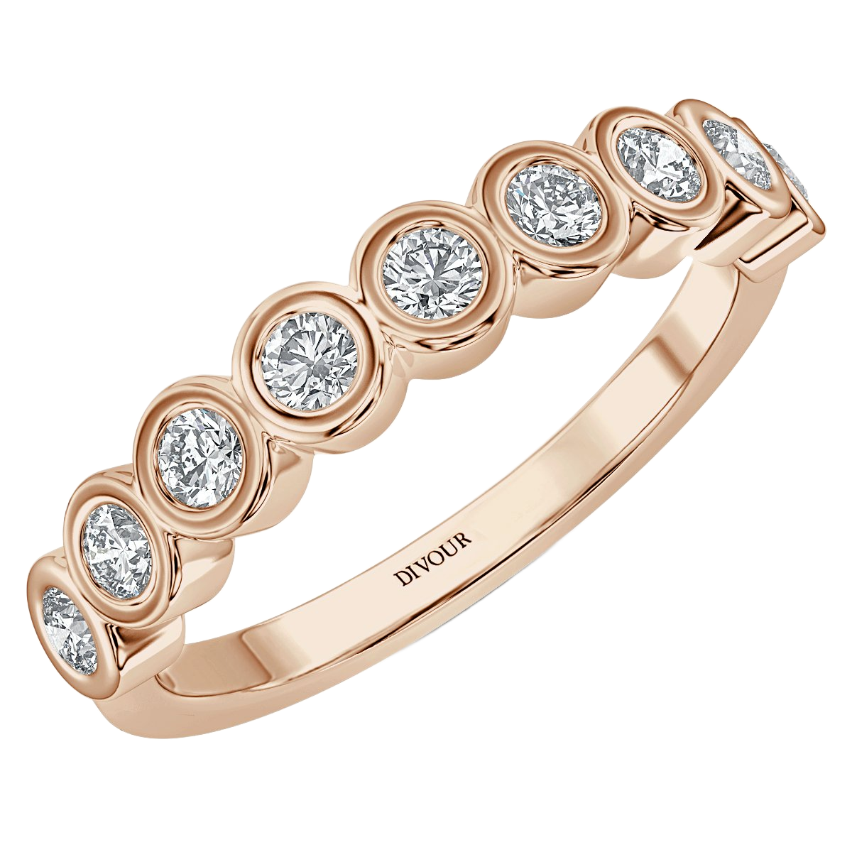 Round Diamond Bezel Set Half Eternity Band