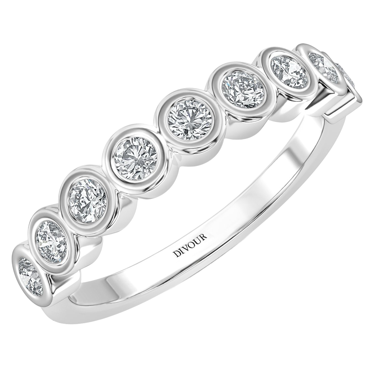 Round Diamond Bezel Set Half Eternity Band