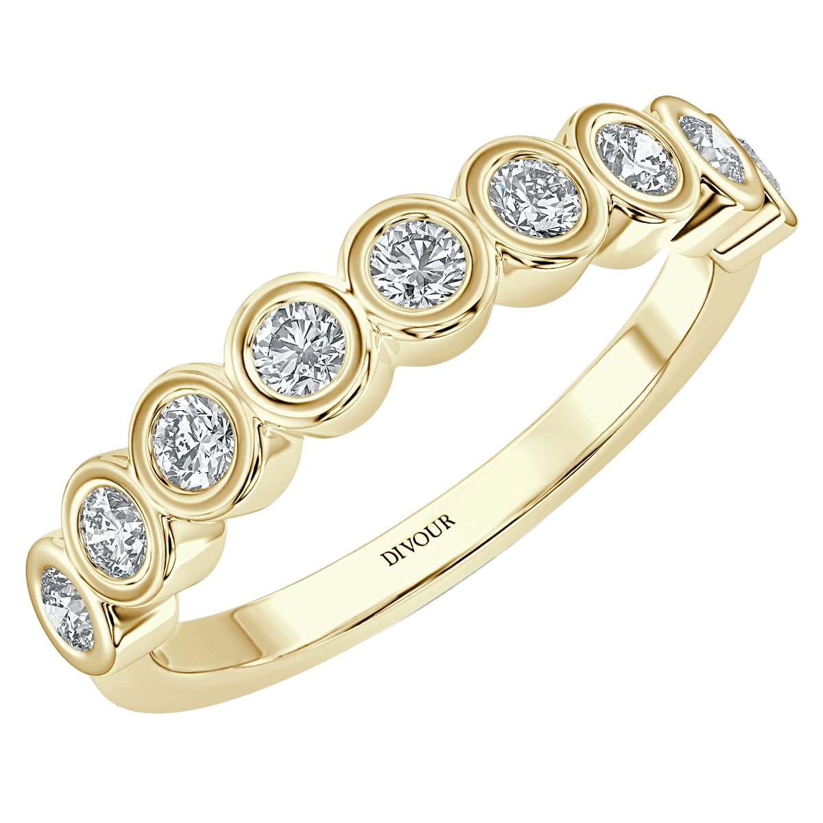 Round Diamond Bezel Set Half Eternity Band