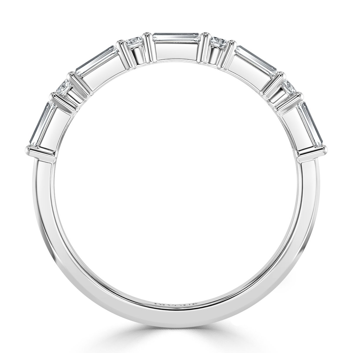 Round and Baguette Diamond Claw Set Half Eternity
