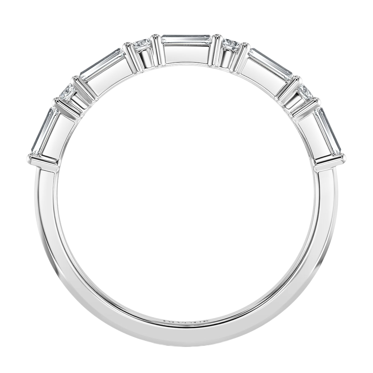 Round and Baguette Diamond Claw Set Half Eternity