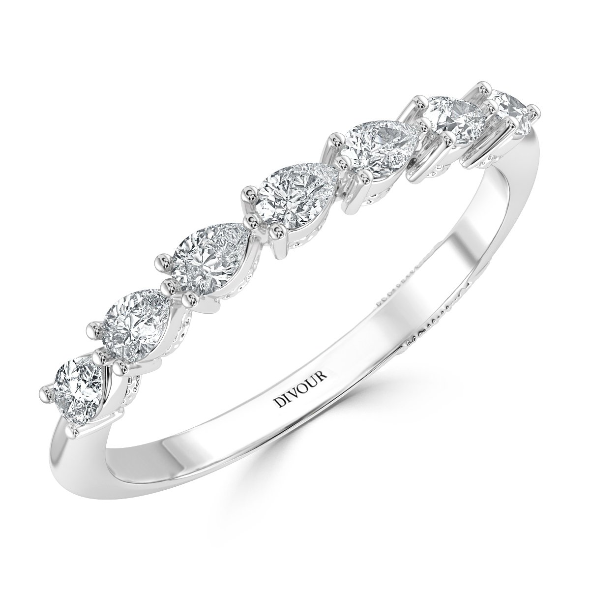 Pear Shape Claw Set Half Eternity Band