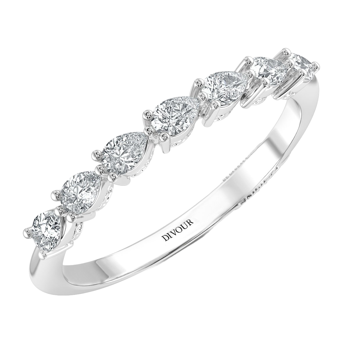 Pear Shape Claw Set Half Eternity Band