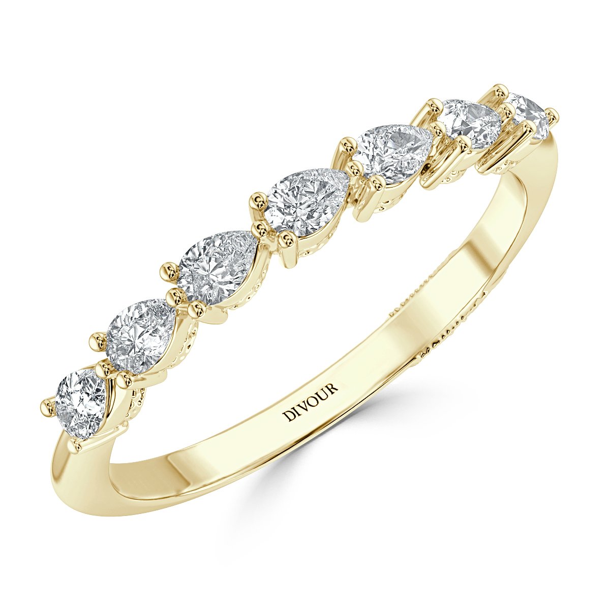 Pear Shape Claw Set Half Eternity Band