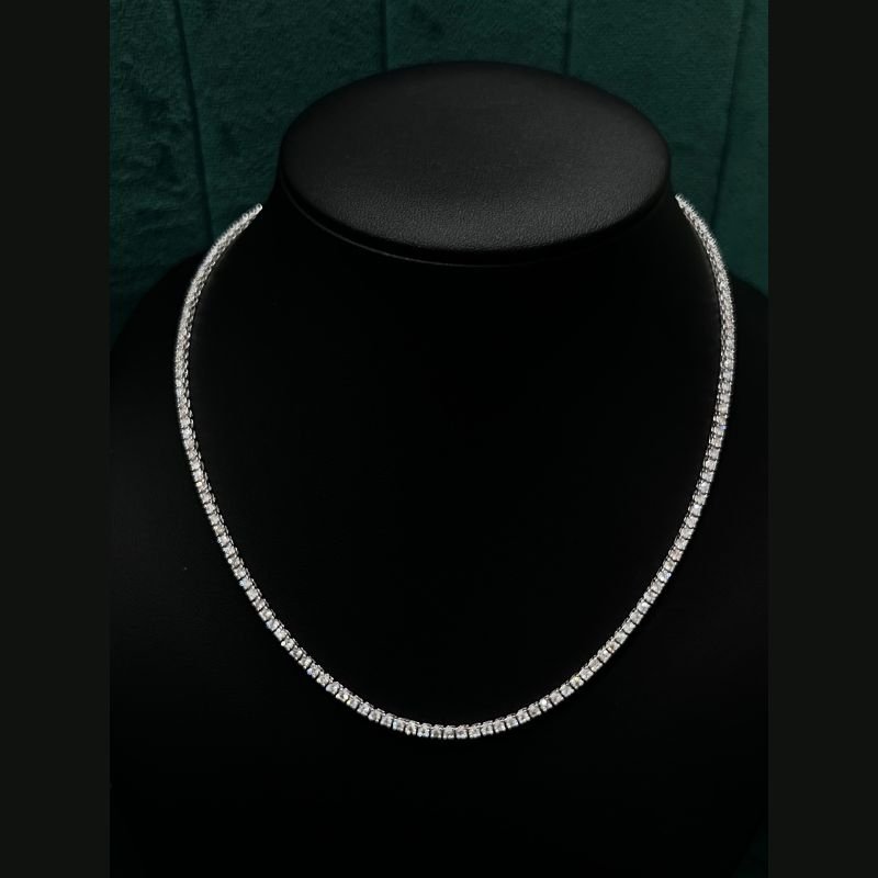 6.84 ct Natural Round Diamond Tennis Necklace