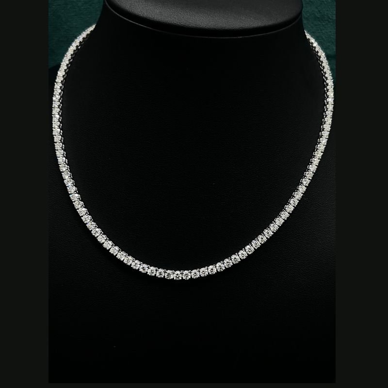 10.42 ct Natural Round Diamond Tennis Necklace