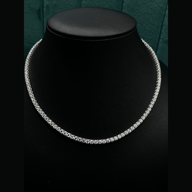 10.42 ct Natural Round Diamond Tennis Necklace