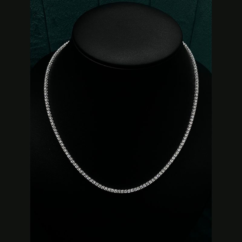 Christmas Offer - 6.66 Ct Natural Round Diamond Tennis Necklace, 9K White Gold