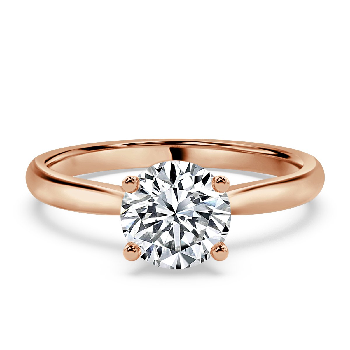 Traditional Taper Band Round  Diamond Solitaire  Ring