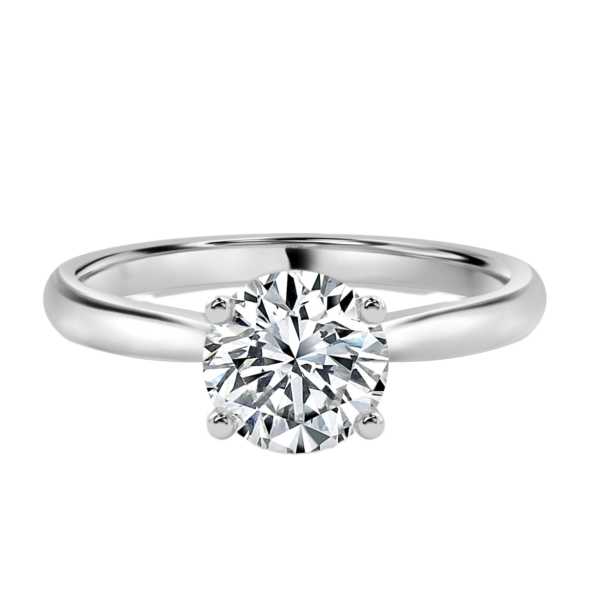 Traditional Taper Band Round  Diamond Solitaire  Ring
