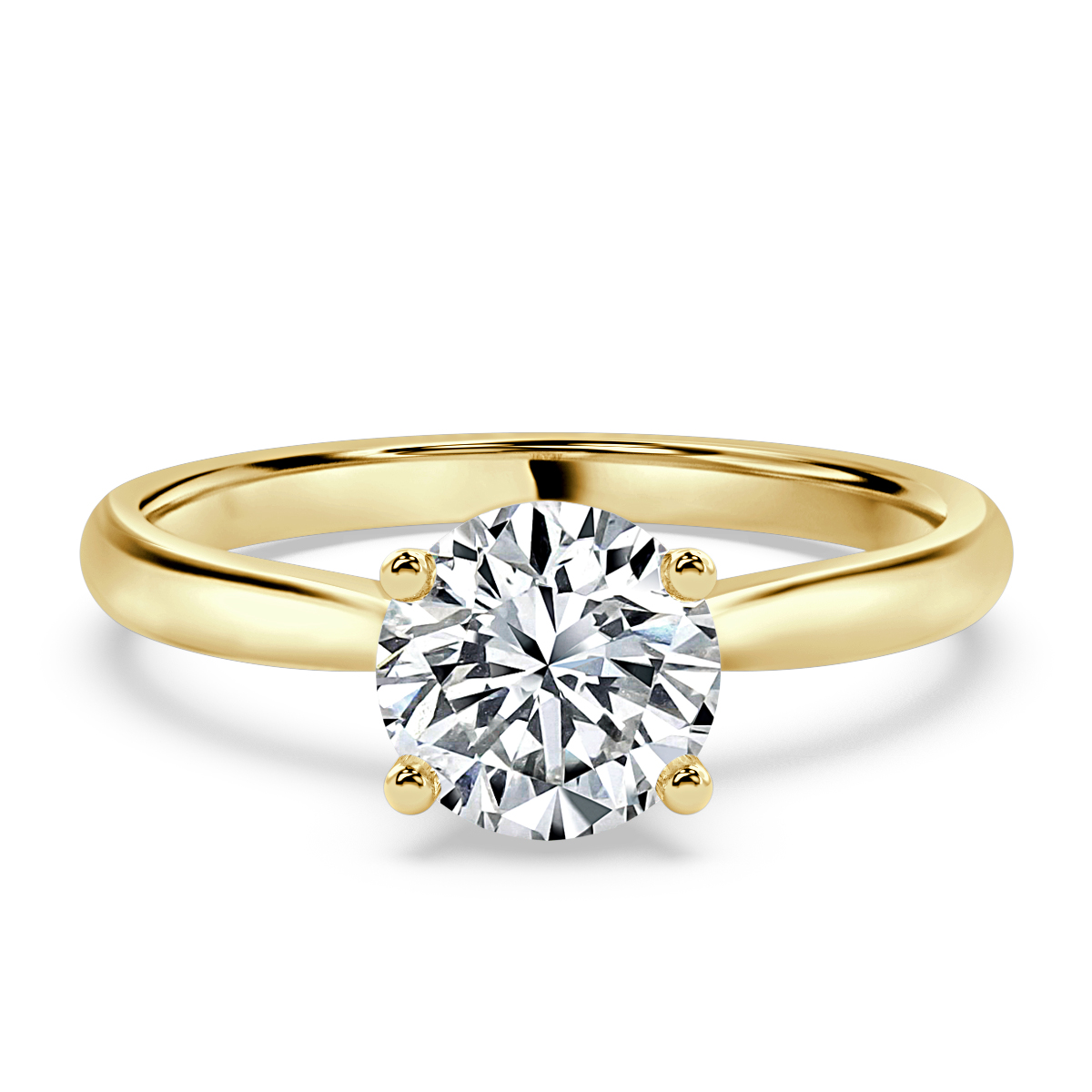 Traditional Taper Band Round  Diamond Solitaire  Ring