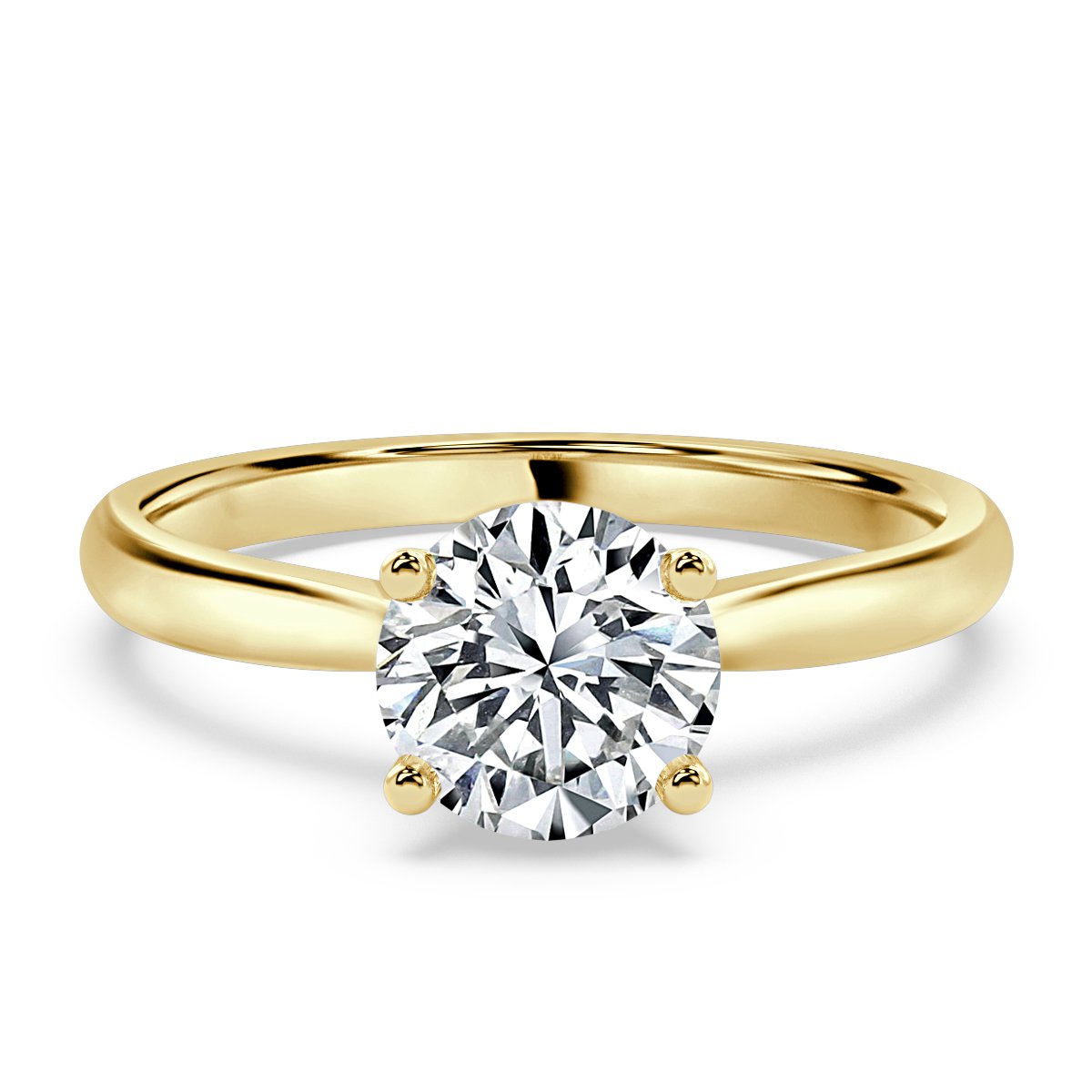 Traditional Taper Band Round  Diamond Solitaire  Ring