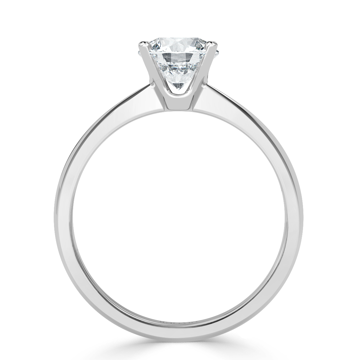 Traditional Taper Band Round  Diamond Solitaire  Ring