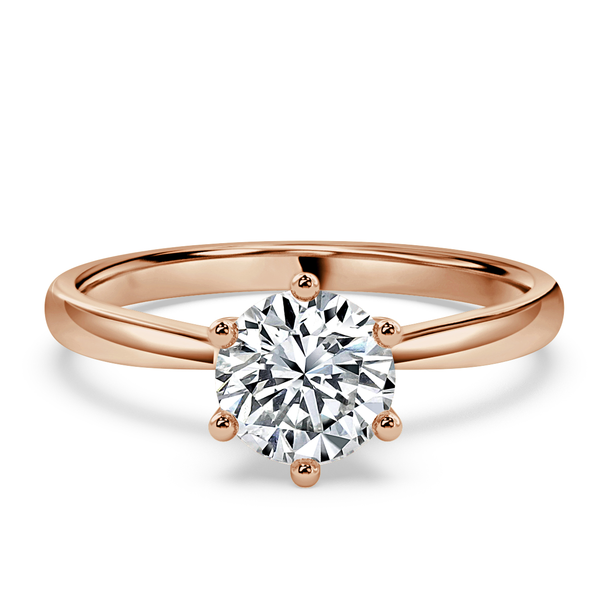 Classic Six Claw Round Diamond Solitaire Ring