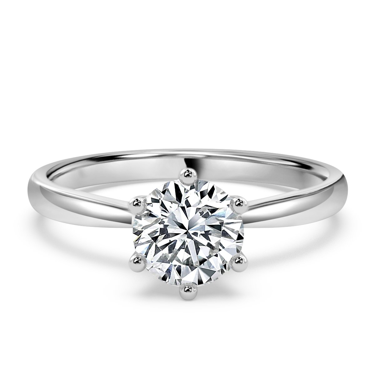 Classic Six Claw Round Diamond Solitaire Ring