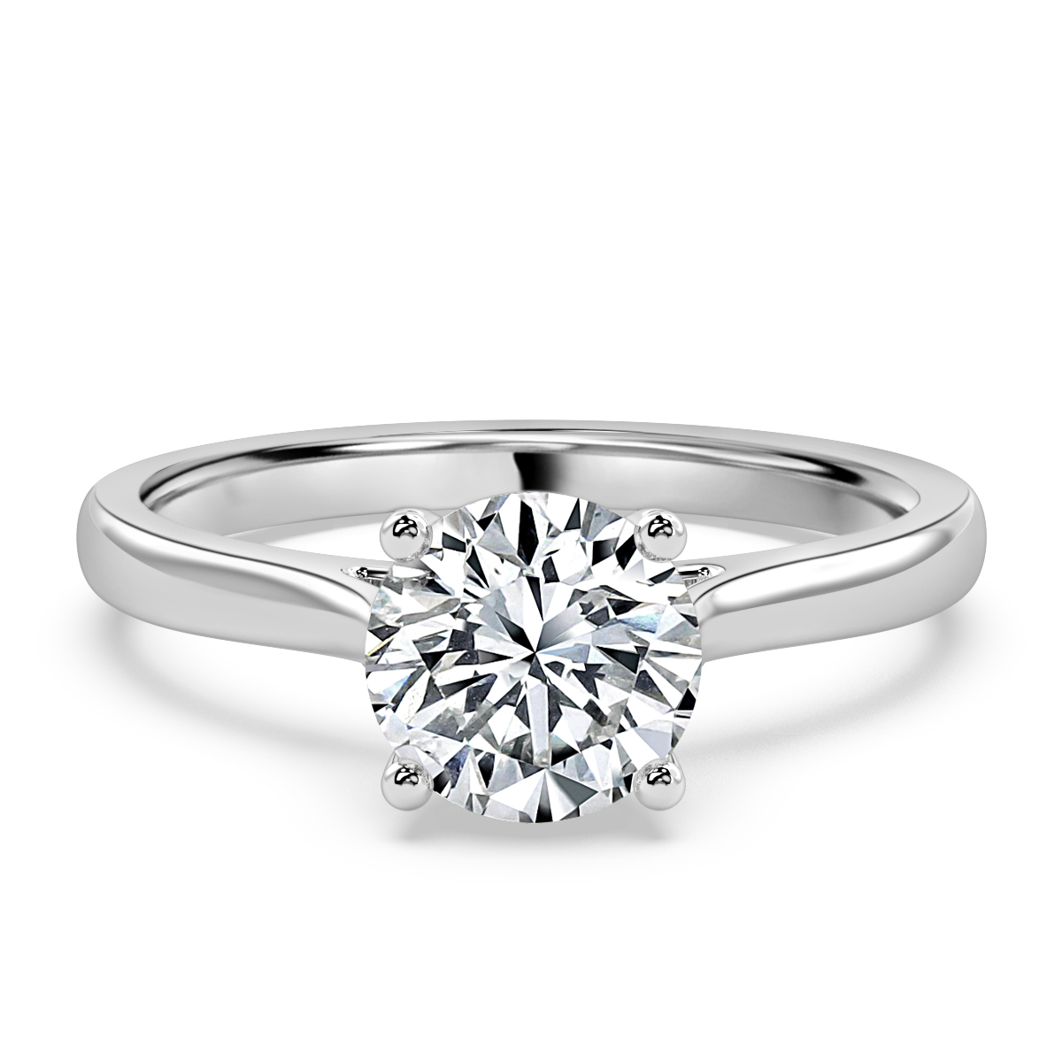 Classic Four Claw Round Diamond Solitaire Ring