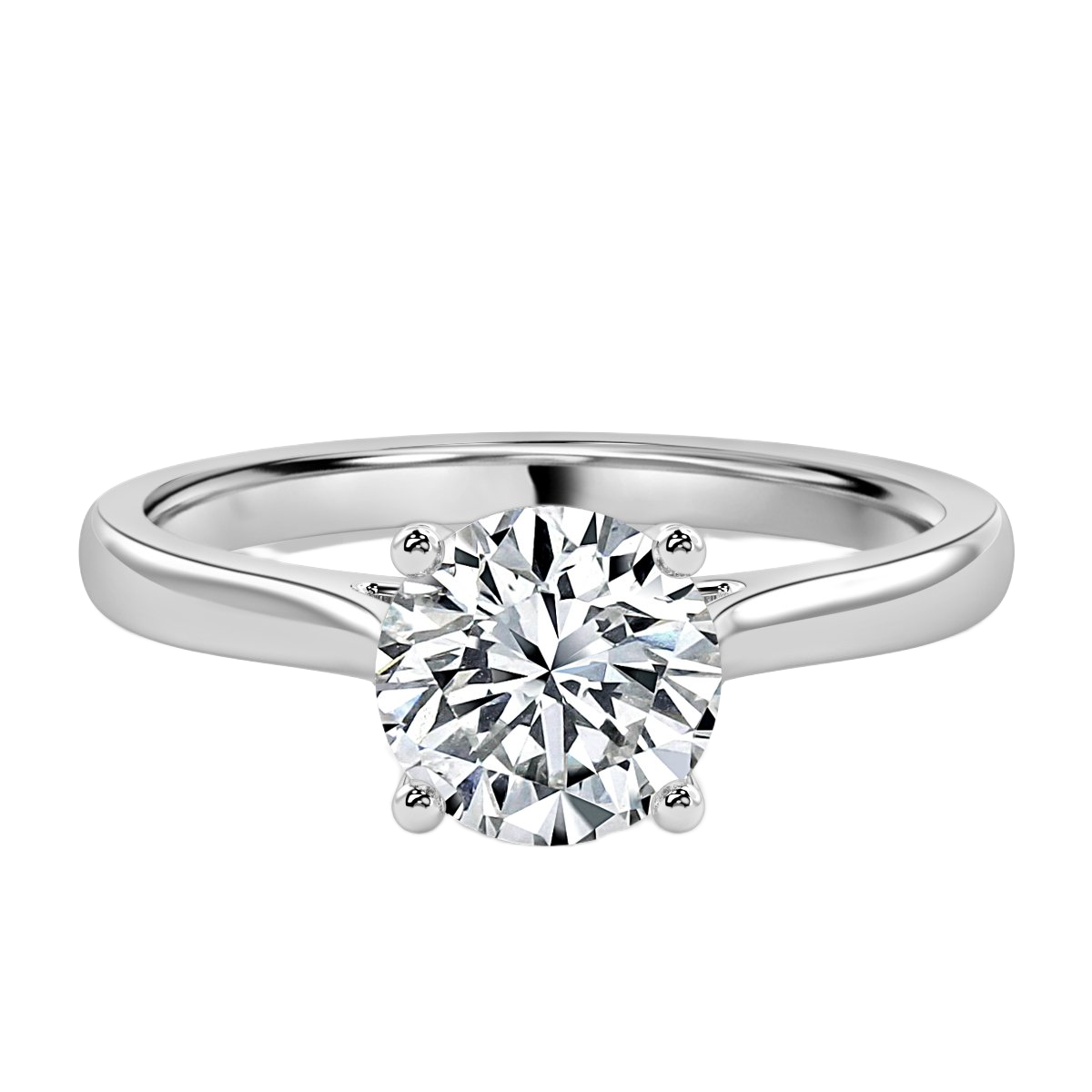 Classic Four Claw Round Diamond Solitaire Ring