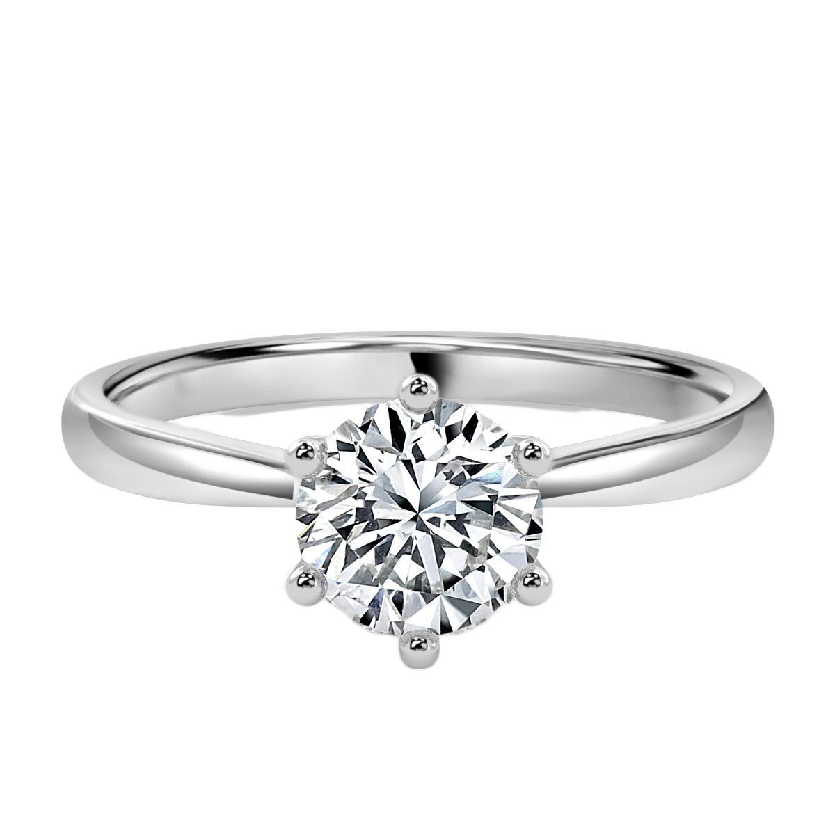 Tapered Round  Diamond Solitaire Engagement Ring
