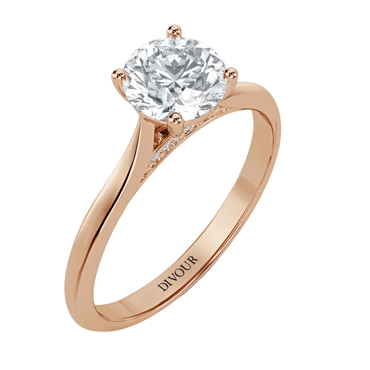 Round Diamond Bridge Solitaire Ring