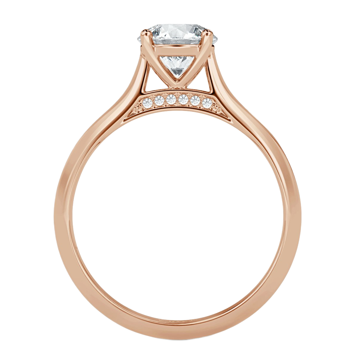 Round Diamond Bridge Solitaire Ring