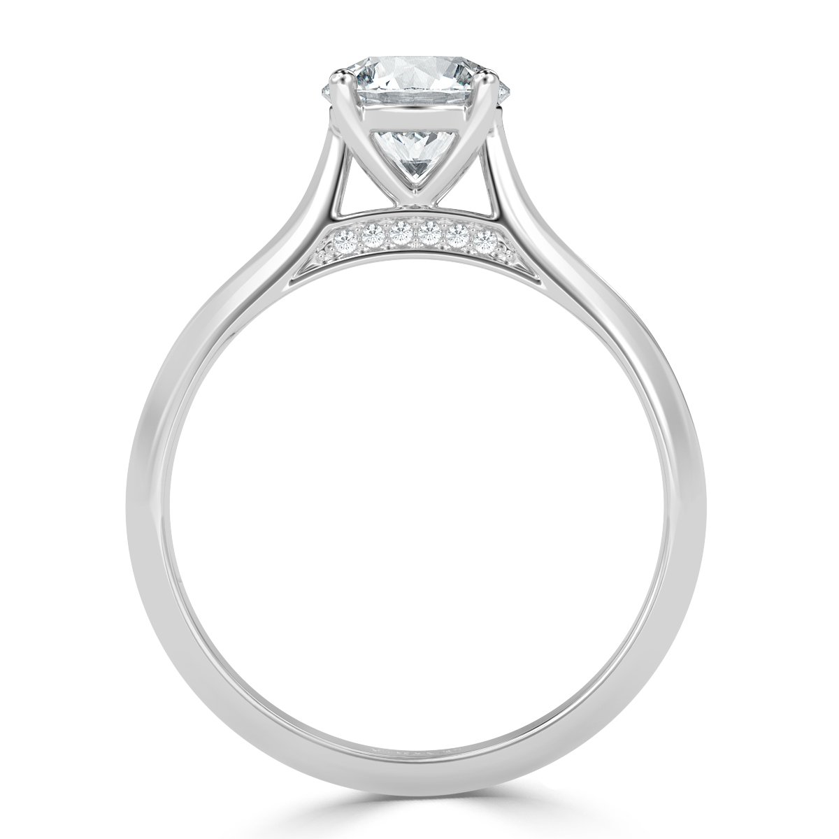 Round Diamond Bridge Solitaire Ring